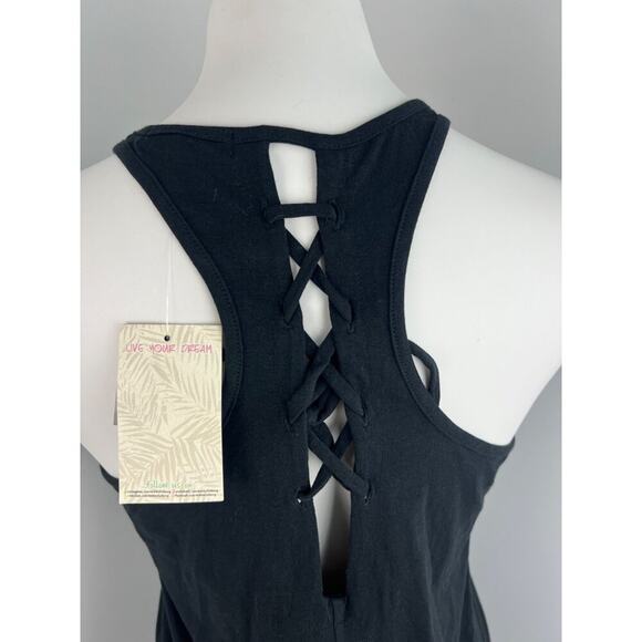 Miken Swim "Tropicool Vibes" Black Gold Pineapple Pullover Swim Cover Up Medium - Picture 4 of 7